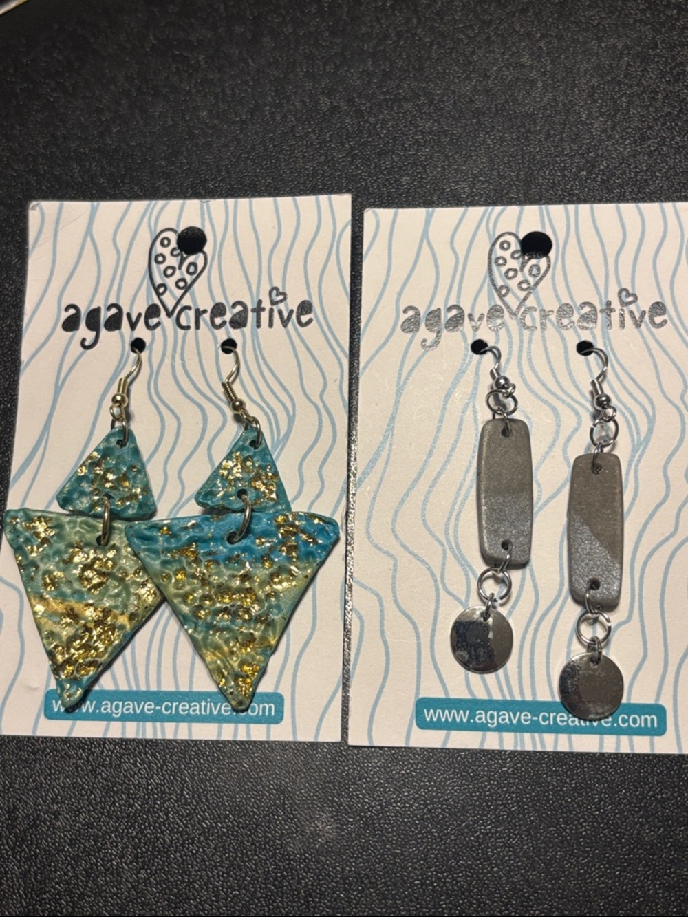 Turquoise and Gold Triangle Drop Earrings